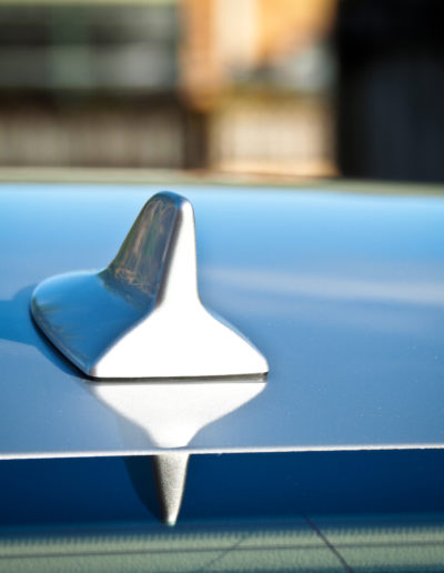 Shark fin reflection in roof after coating applied