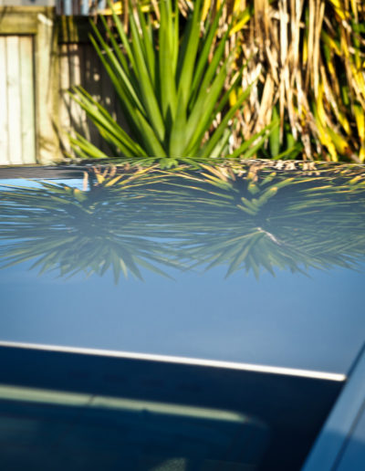 Reflections on roof after coating applied