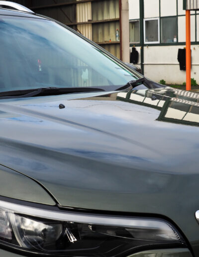 Reflection on bonnet after coating applied